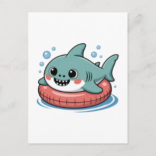 Cute Shark Baby With Float Kids Postcard