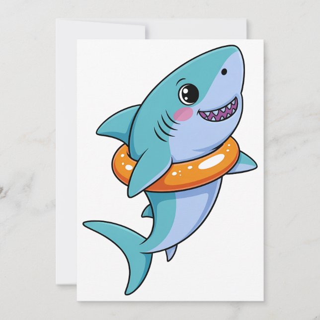 Cute Shark Baby With Float | Kids Thank You Card (Front)