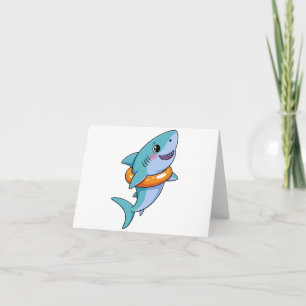 Cute Shark Baby With Float   Kids Thank You Card