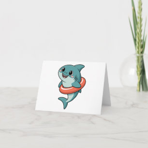 Cute Shark Baby With Float   Kids Thank You Card