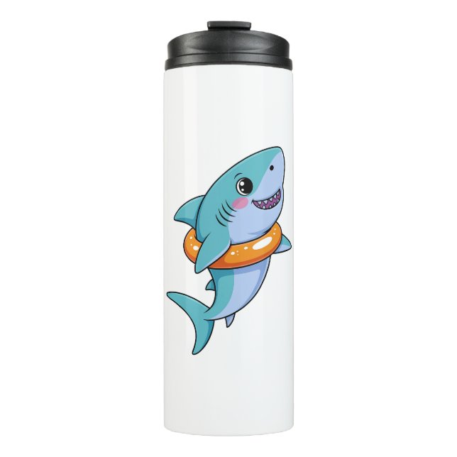 Cute Shark Baby With Float | Kids Thermal Tumbler (Front)
