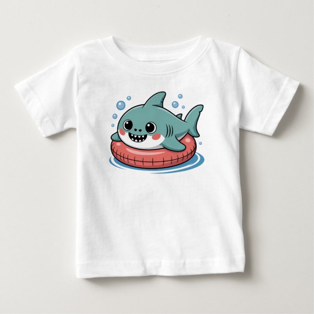 Cute Shark Baby With Float | T-Shirt (Front)