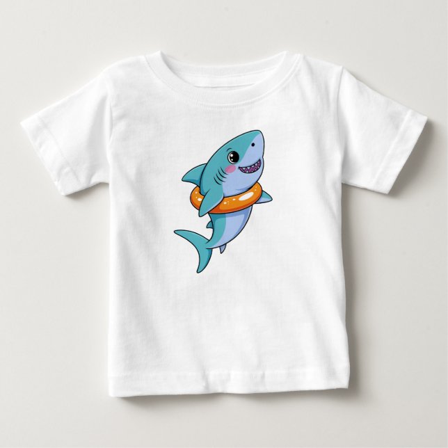 Cute Shark Baby With Float | T-Shirt (Front)