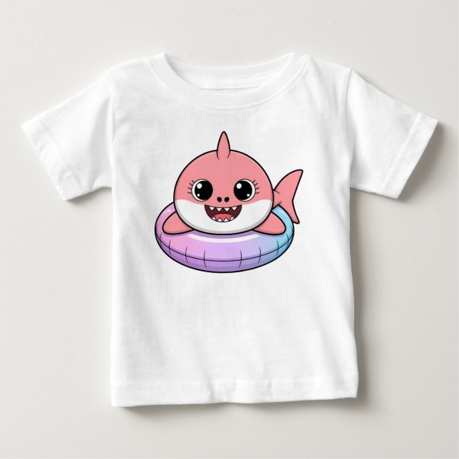 Cute Shark Baby With Float | T-Shirt (Front)