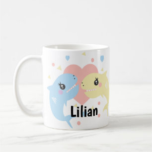 Cute Shark Beach Kids Name Coffee Mug