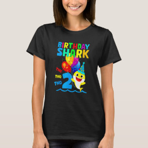 Cute Shark Birthday Boy 2 Years Old Gift Family Mo T-Shirt