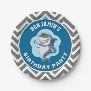 Cute Shark Birthday Party Paper Plate