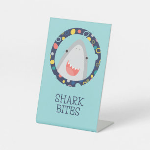 Cute Shark Bites Pedestal Sign