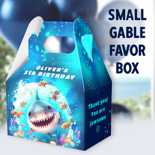 Cute Shark Boy Birthday Blue Party Favour Box