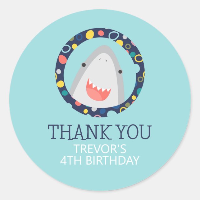 Cute Shark Classic Round Sticker (Front)
