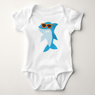 Cute Shark, Cool Shark, Shark With Sunglasses Baby Bodysuit
