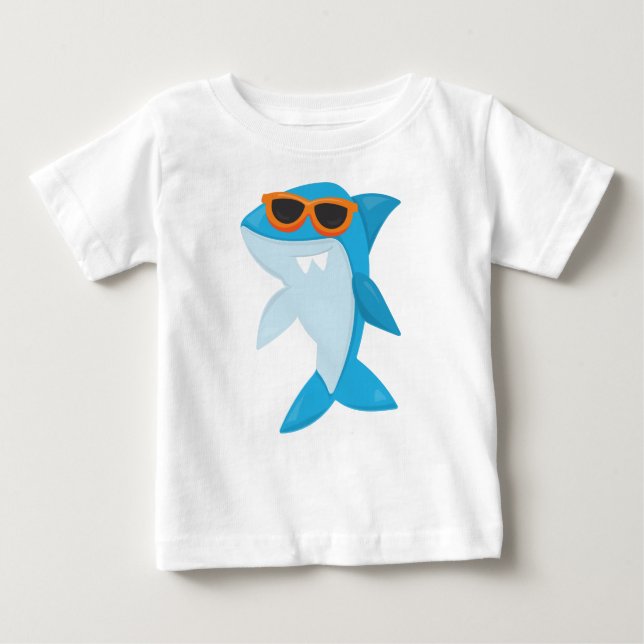 Cute Shark, Cool Shark, Shark With Sunglasses Baby T-Shirt (Front)