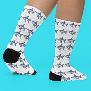 Cute Shark Embroidered Look Socks