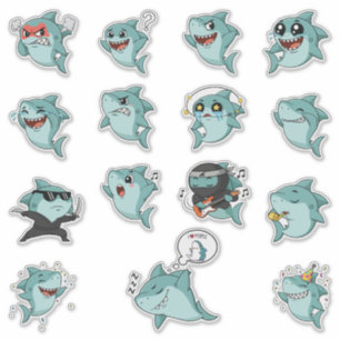 Cute Shark Emoji Sticker Pack
