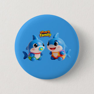 Cute Shark Family 3D Cartoon Character Kawaii Styl 6 Cm Round Badge
