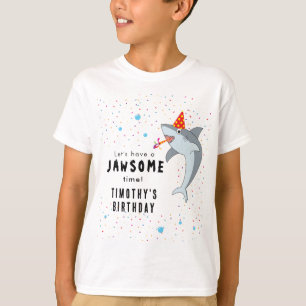 Cute Shark in Ocean Kids Birthday Party T-Shirt
