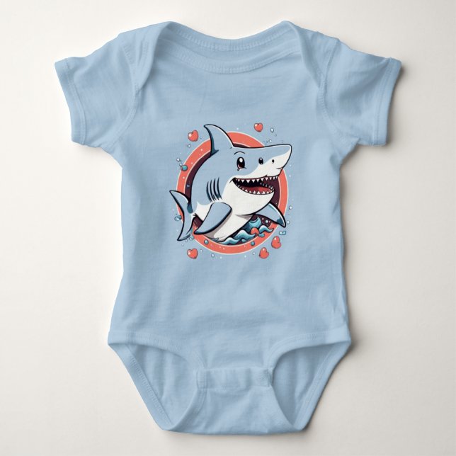 Cute shark jumping in the ocean T-Shirt Baby Bodysuit (Front)