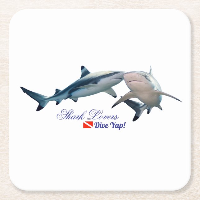 Cute Shark lovers Shot Glass Square Paper Coaster (Front)