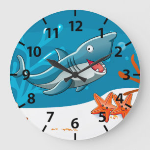 Cute Shark Ocean Aquatic Wall Clock