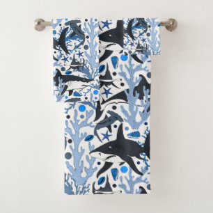 Cute shark pattern Bath towel set