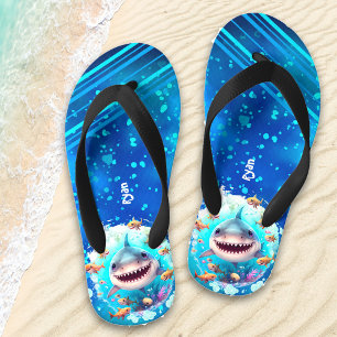 Cute Shark Personalized Boys' Kid's Thongs