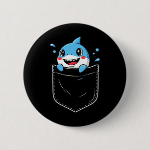Cute Shark Pocket Meme Funny  6 Cm Round Badge