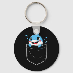 Cute Shark Pocket Meme Funny Key Ring