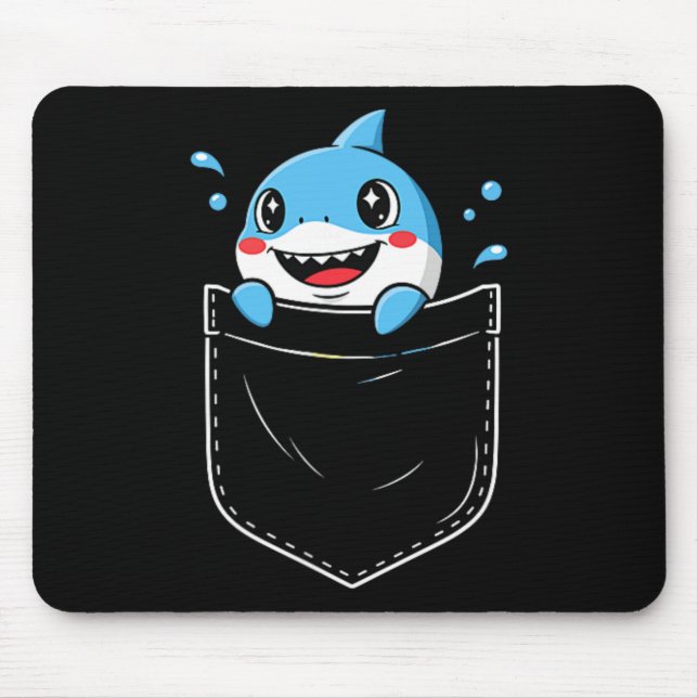 Cute Shark Pocket Meme Funny  Mouse Pad (Front)