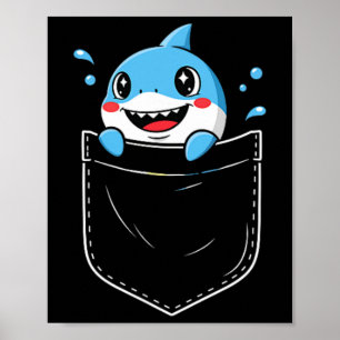 Cute Shark Pocket Meme Funny  Poster