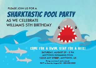 shark party invitations announcements zazzle au