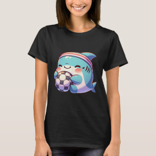 Cute Shark Soccer Player Kawaii Footbyll Athlete T-Shirt