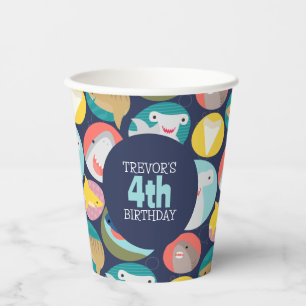 Cute Shark Species Birthday Paper Cups