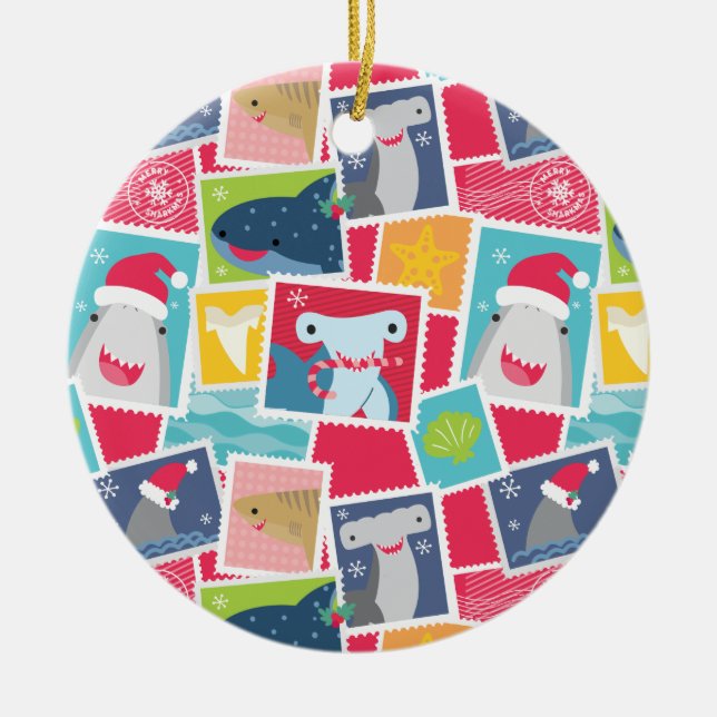 Cute Shark Species Ceramic Ornament (Front)