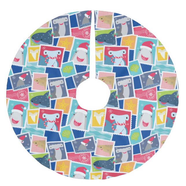 Cute Shark Species Christmas Brushed Polyester Tree Skirt (Front)