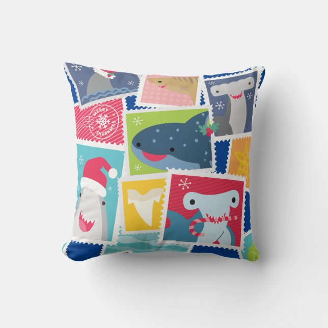Cute Shark Species Christmas Cushion (Front)