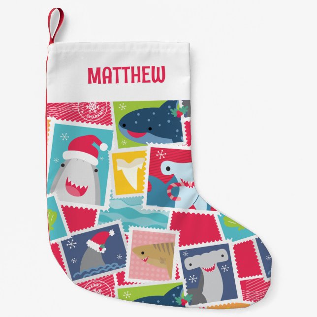 Cute Shark Species Christmas Small Christmas Stocking (Front)