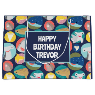 Cute Shark Species Large Gift Bag