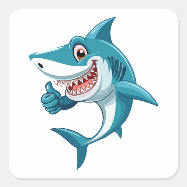 Cute shark square sticker (Front)