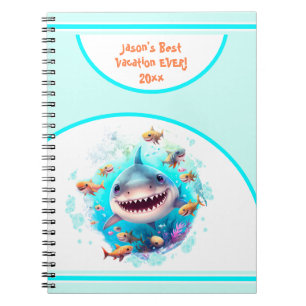 Cute Shark Summer Vacation Name Journal Notebook