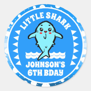 Cute Shark Under The Sea Birthday Party Classic Round Sticker