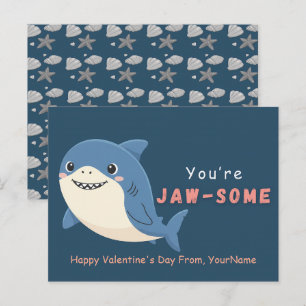 Cute Shark Valentine’s Day Card – You’re Jaw-Some