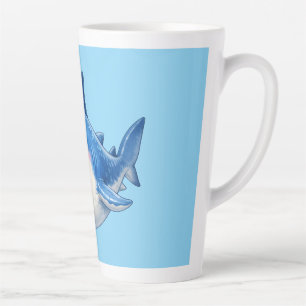 Cute Shark with Big Eyes Happy Ocean Animal Illust Latte Mug
