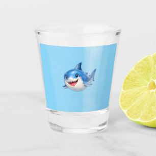 Cute Shark with Big Eyes Happy Ocean Animal Illust Shot Glass