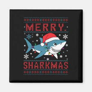 Cute Shark With Christmas Hat Merry Xmas Magnet