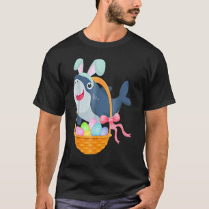 Cute Shark With Easter Basket And Bunny Ears Happy T-Shirt