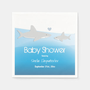 Cute Sharks and Ocean   Baby Shower Paper Napkins