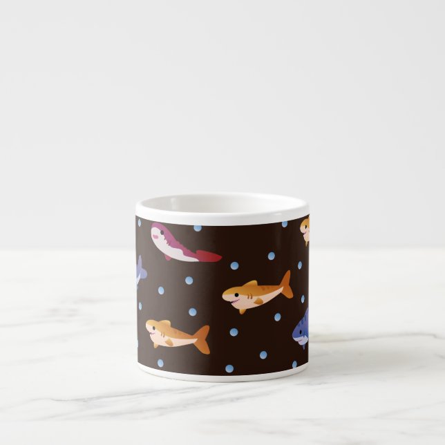 Cute Sharks Pattern, Shark Fish Lovers Espresso Cup (Front)