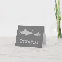 Cute Sharks Solid Grey Background Baby Shower