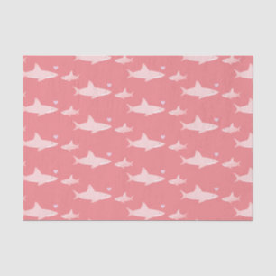 Cute Sharks Solid Pink Background Baby Shower Tissue Paper