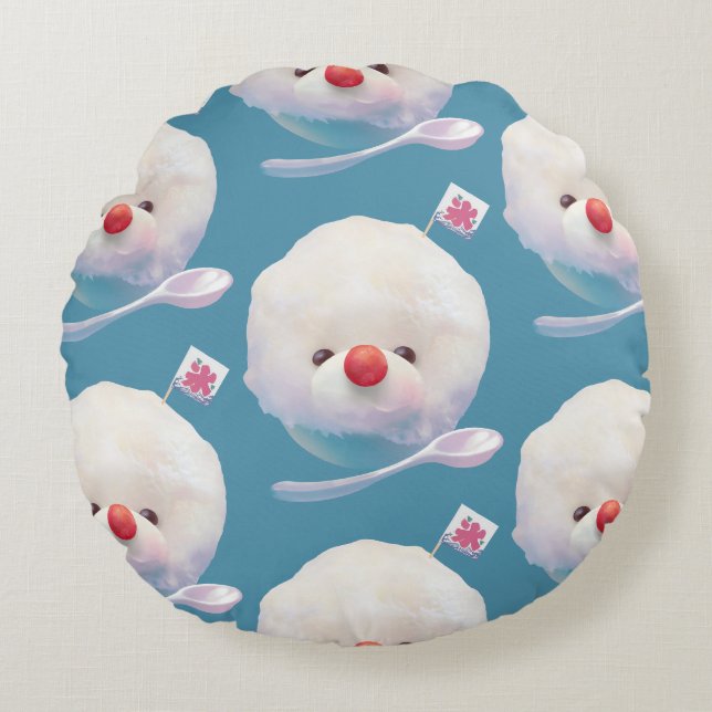 Cute Shaved Ice Dog Pattern Round Cushion (Front)
